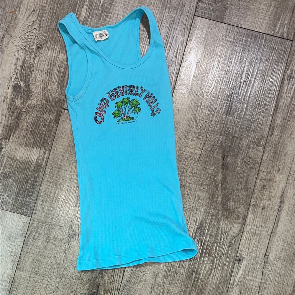 Camp Beverly Hills Aqua Tank Top with Palm Logo